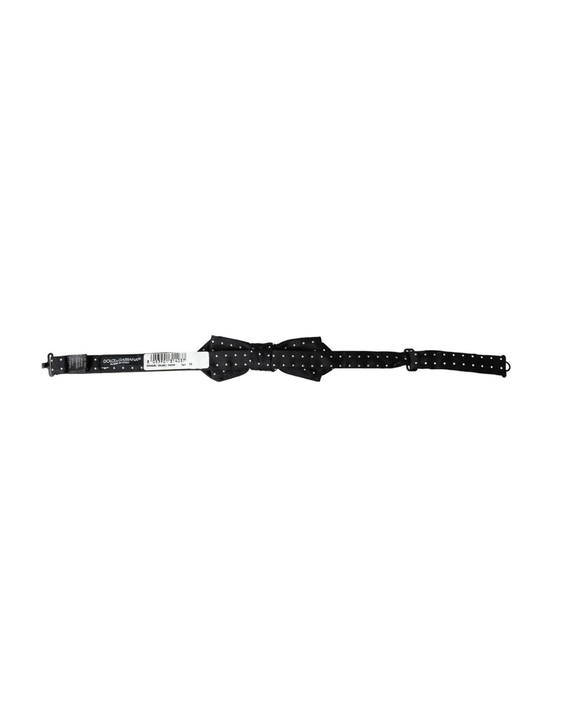 Nœud papillon ajustable en soie noire à pois Dolce &amp; Gabbana pour homme
