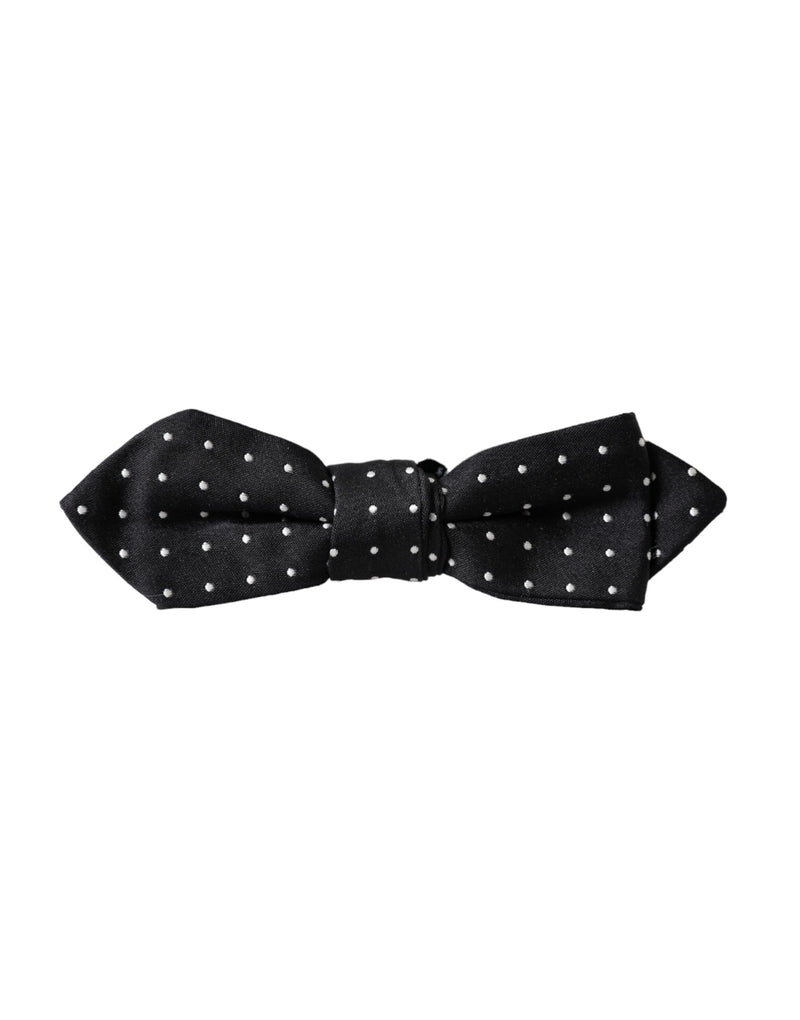 Nœud papillon ajustable en soie noire à pois Dolce &amp; Gabbana pour homme
