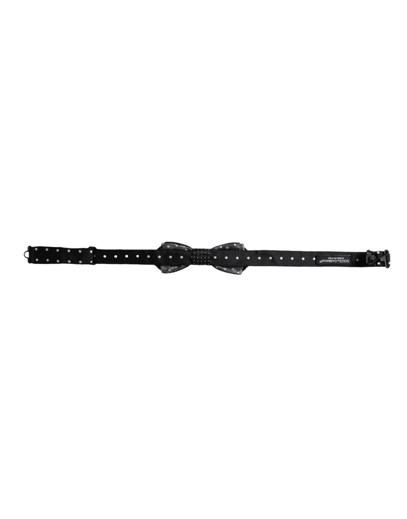 Nœud papillon ajustable en soie noire à pois Dolce &amp; Gabbana pour homme