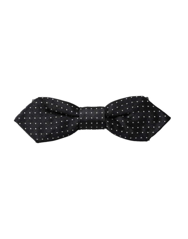 Nœud papillon ajustable en soie noire à pois Dolce &amp; Gabbana pour homme