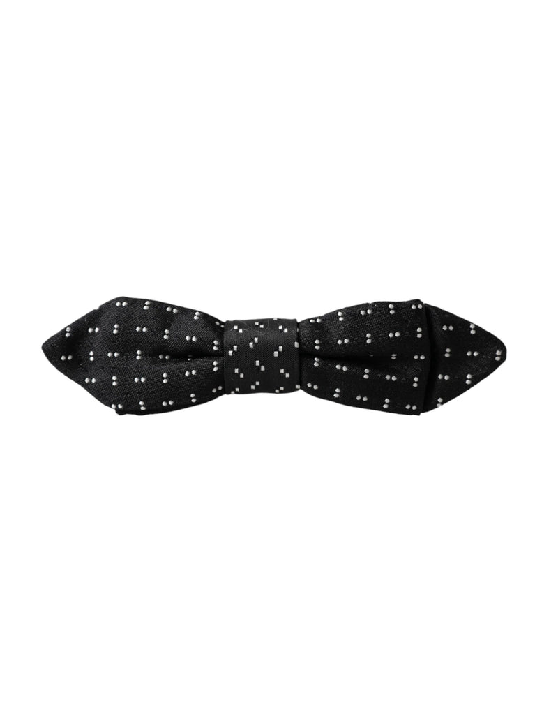 Nœud papillon ajustable en soie noire à motifs Dolce &amp; Gabbana pour homme