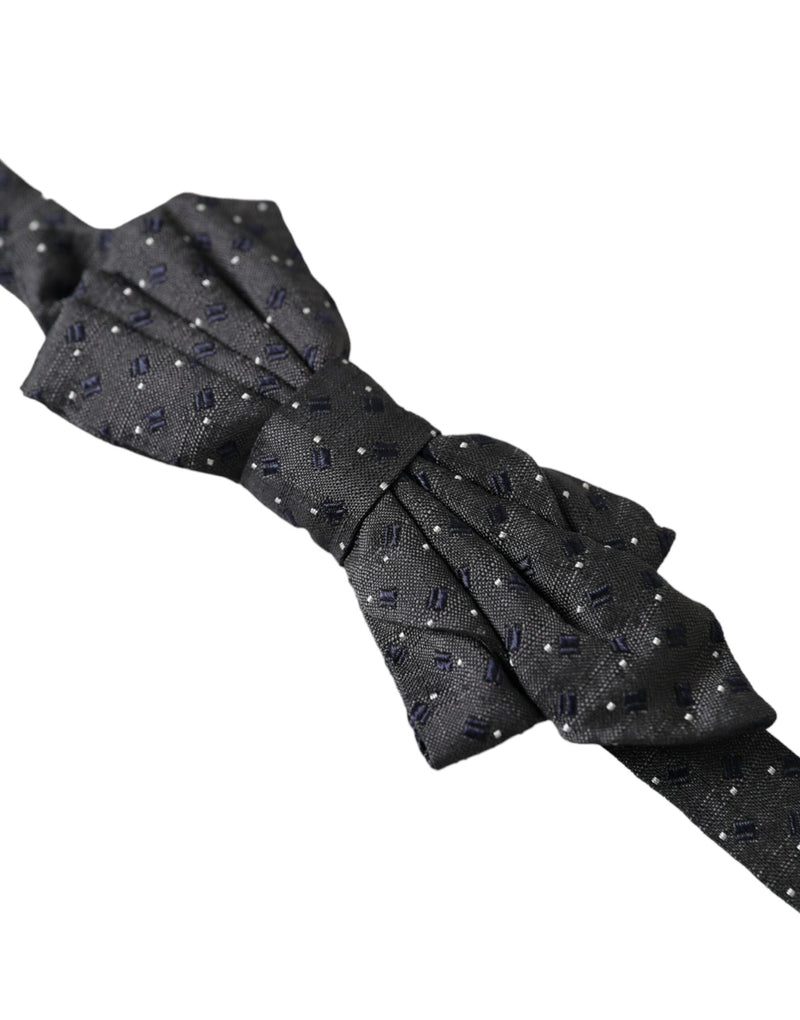 Nœud papillon ajustable en soie noire à motifs Dolce &amp; Gabbana pour homme