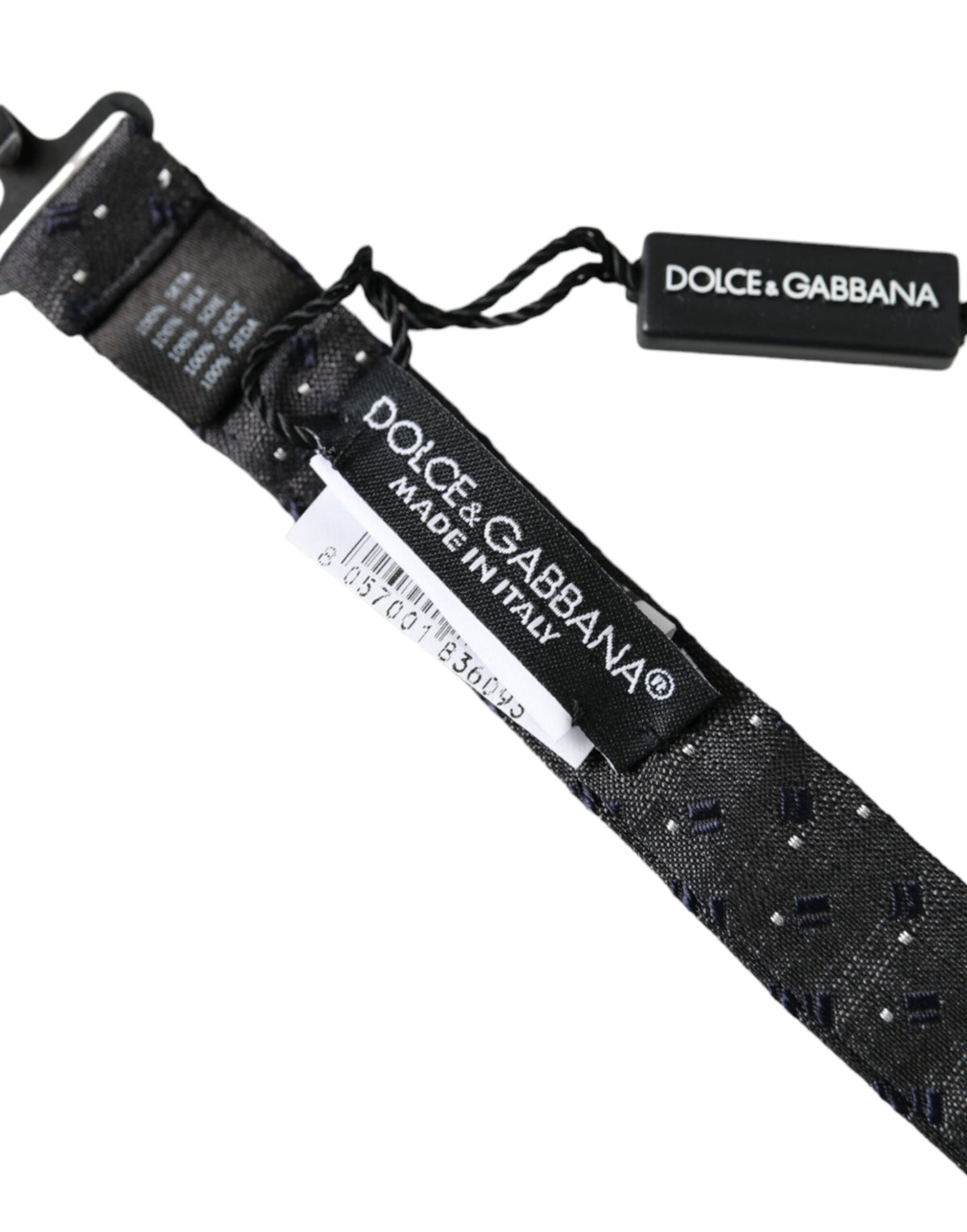 Nœud papillon ajustable en soie noire à motifs Dolce &amp; Gabbana pour homme