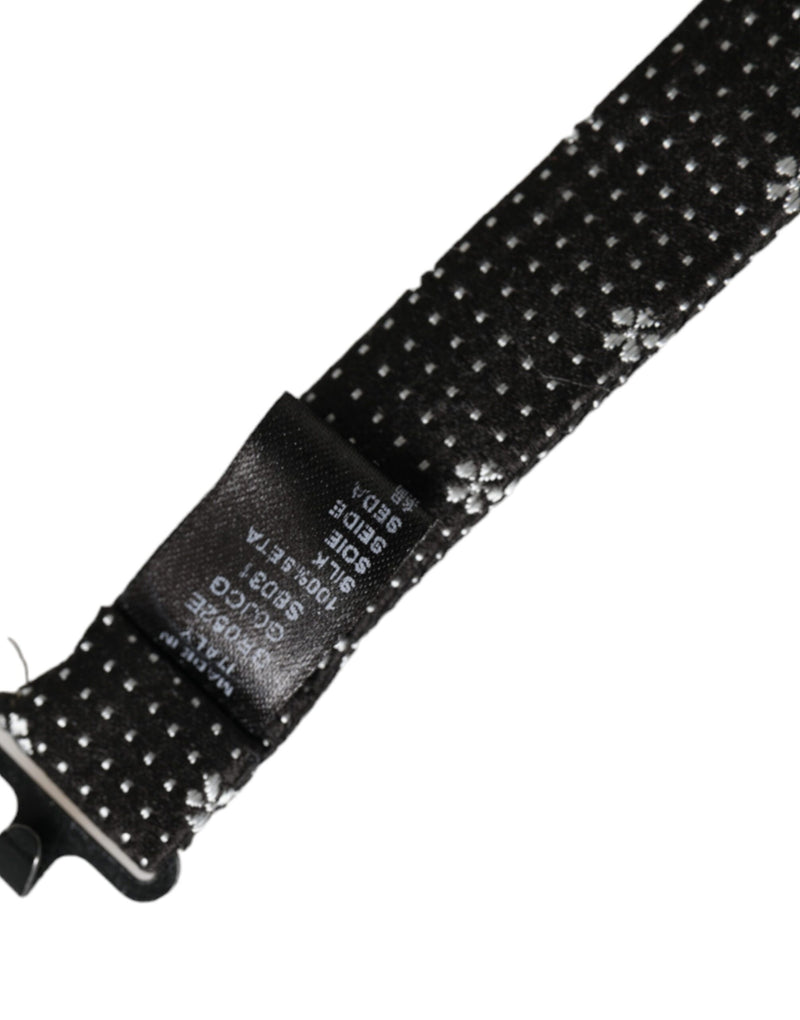 Nœud papillon ajustable en soie noire à motif floral Dolce &amp; Gabbana pour homme