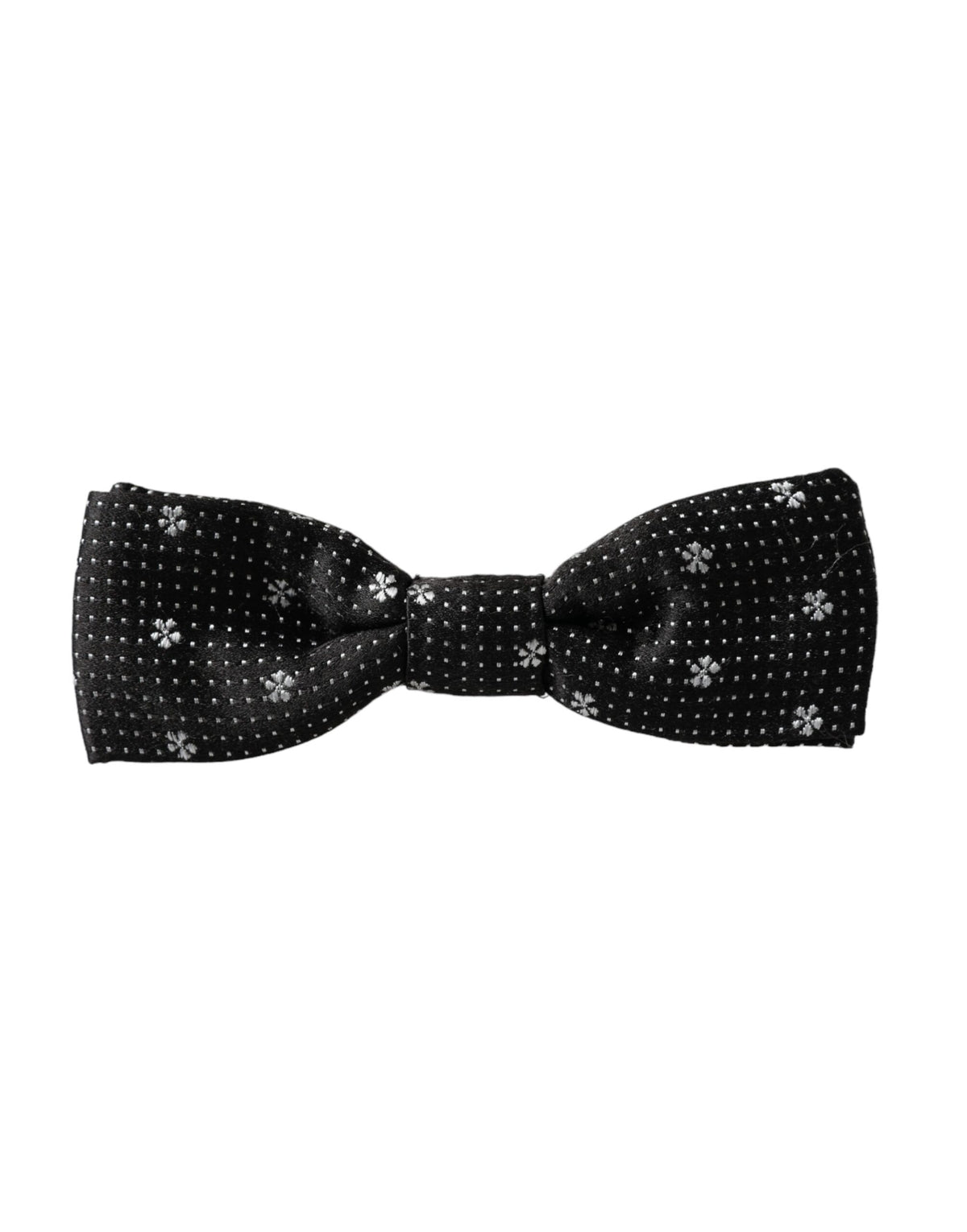 Nœud papillon ajustable en soie noire à motif floral Dolce &amp; Gabbana pour homme