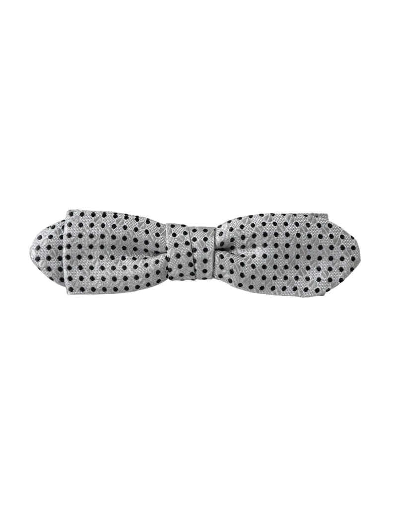 Dolce &amp; Gabbana Grijze Zijden Polka Dot Verstelbare Hals Heren Papillon Strik