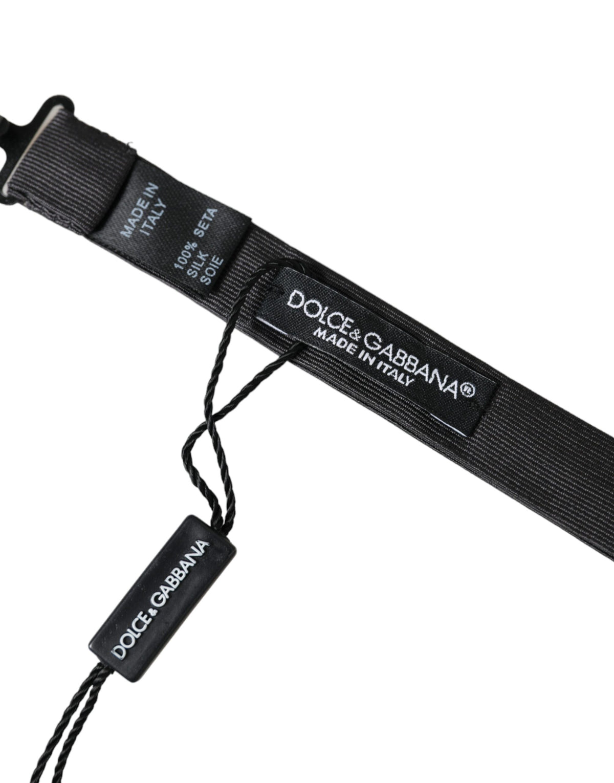 Nœud papillon ajustable en soie noire Dolce &amp; Gabbana pour homme