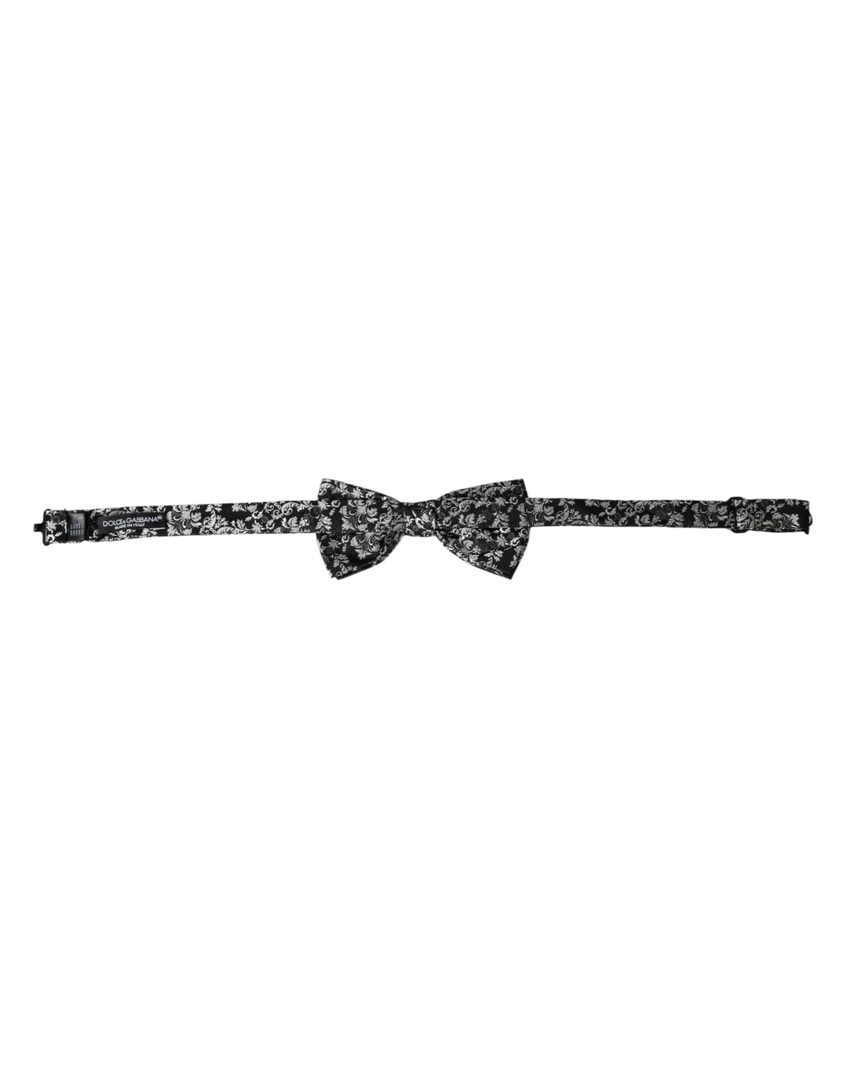 Nœud papillon ajustable en soie noire à fleurs Dolce &amp; Gabbana pour homme
