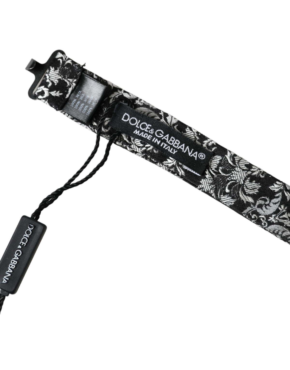 Nœud papillon ajustable en soie noire à fleurs Dolce &amp; Gabbana pour homme
