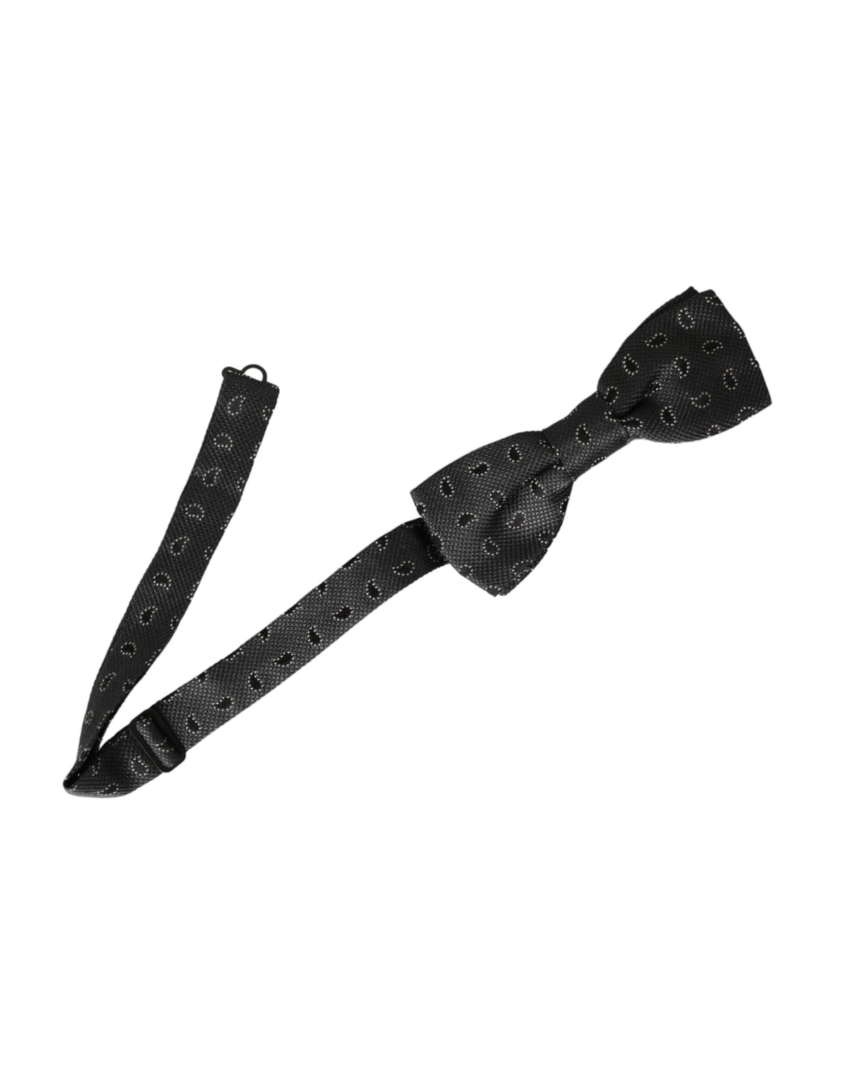Nœud papillon ajustable en soie noire à motifs Dolce &amp; Gabbana pour homme