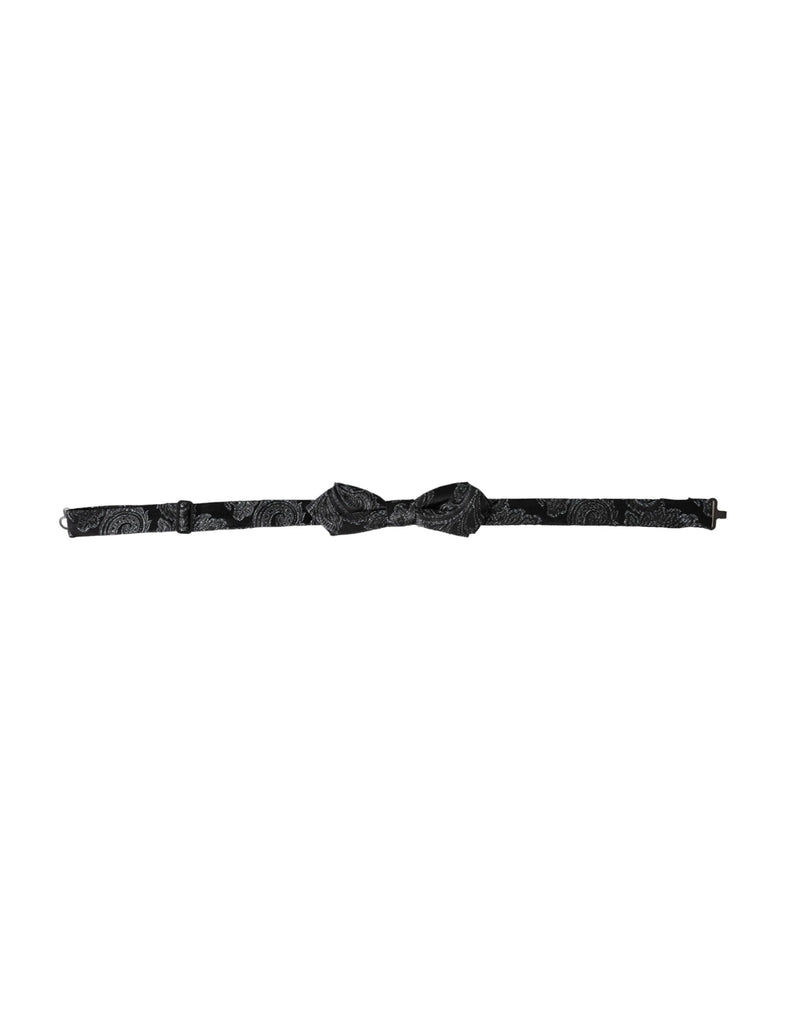 Nœud papillon ajustable en jacquard de soie noir Dolce &amp; Gabbana pour homme