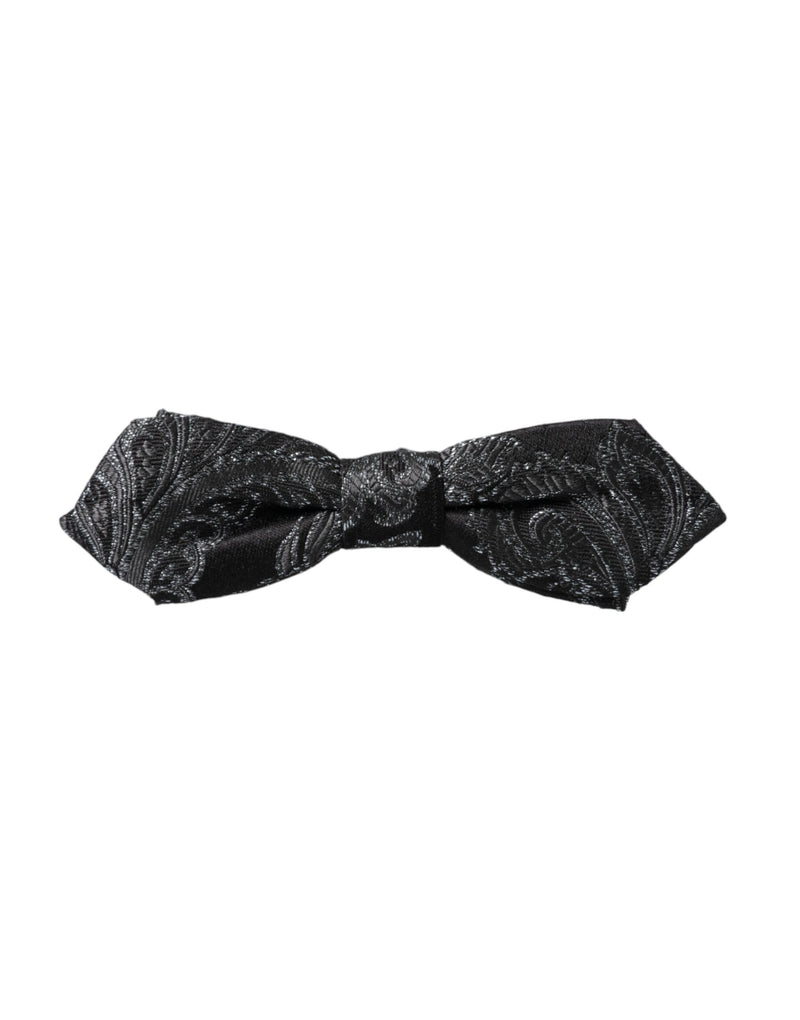 Nœud papillon ajustable en jacquard de soie noir Dolce &amp; Gabbana pour homme