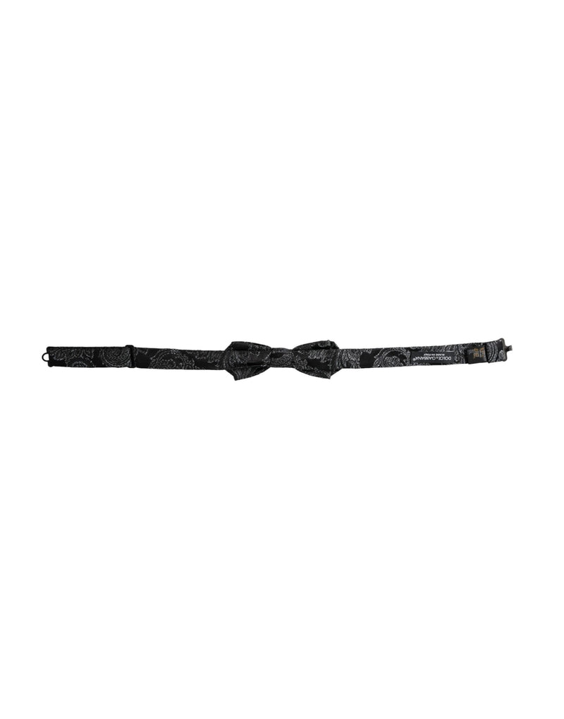 Nœud papillon ajustable en jacquard de soie noir Dolce &amp; Gabbana pour homme
