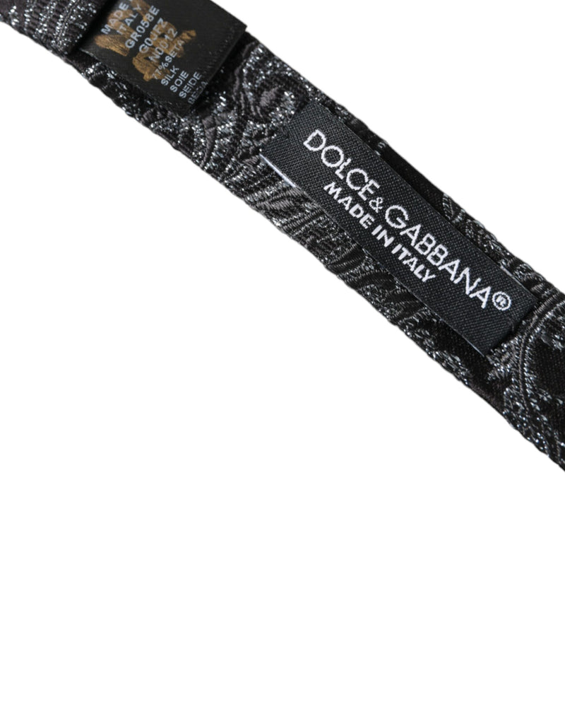 Nœud papillon ajustable en jacquard de soie noir Dolce &amp; Gabbana pour homme