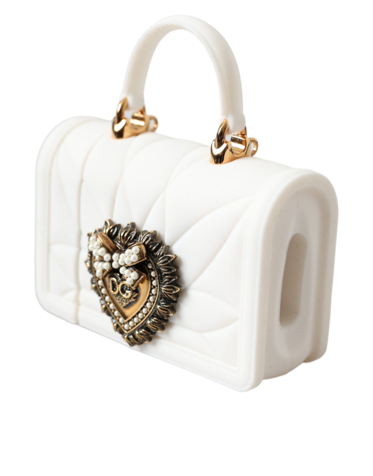 Dolce & Gabbana Witte Siliconen Devotion Hartvormige Handtas Airpod Case