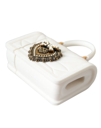 Dolce & Gabbana Witte Siliconen Devotion Hartvormige Handtas Airpod Case