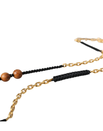 Dolce & Gabbana Zwartgouden houten kralenlogo-hanger