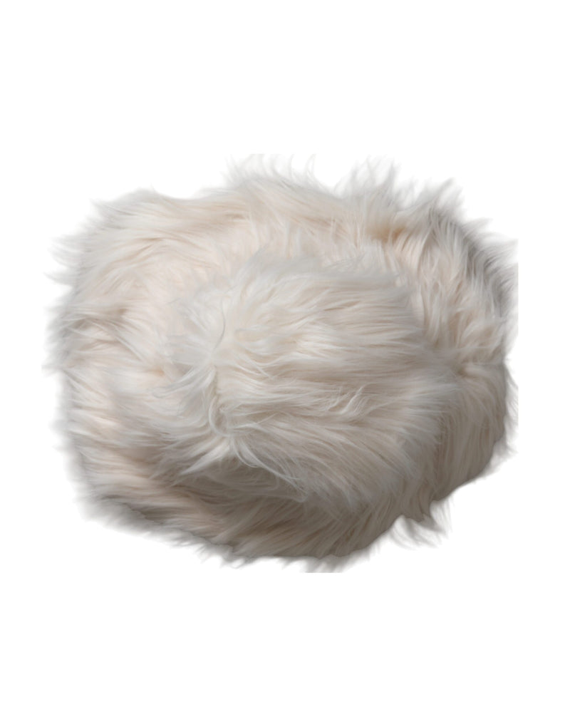 Dolce & Gabbana Off White Acrylic Fur Women's Bucket Hat