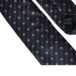 Cravate ajustable en soie à pois noirs et bleus Dolce &amp; Gabbana pour homme