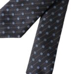 Cravate ajustable en soie à pois noirs et bleus Dolce &amp; Gabbana pour homme