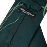 Cravate ajustable pour homme Dolce &amp; Gabbana en soie imprimée verte 100 %