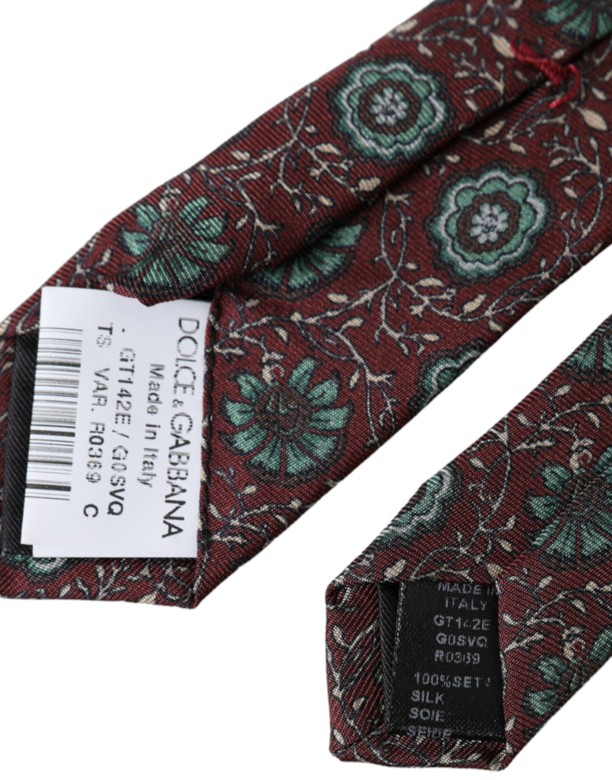 Cravate ajustable pour homme Dolce &amp; Gabbana bordeaux à fleurs 100 % soie