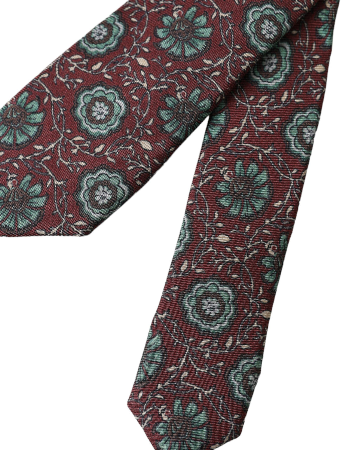 Cravate ajustable pour homme Dolce &amp; Gabbana bordeaux à fleurs 100 % soie
