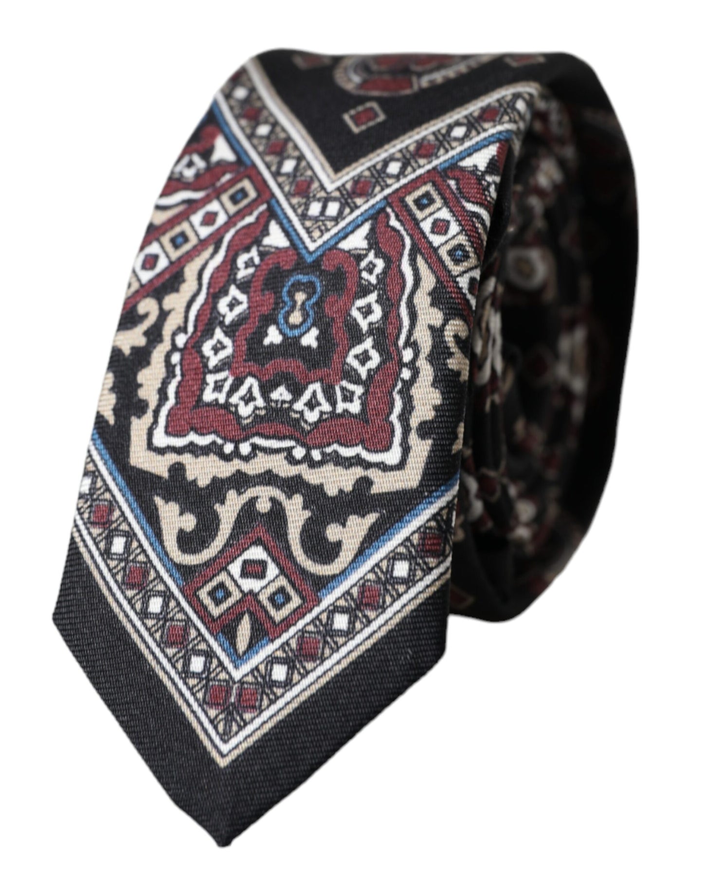 Cravate ajustable pour homme Dolce &amp; Gabbana en soie imprimée noire 100 %