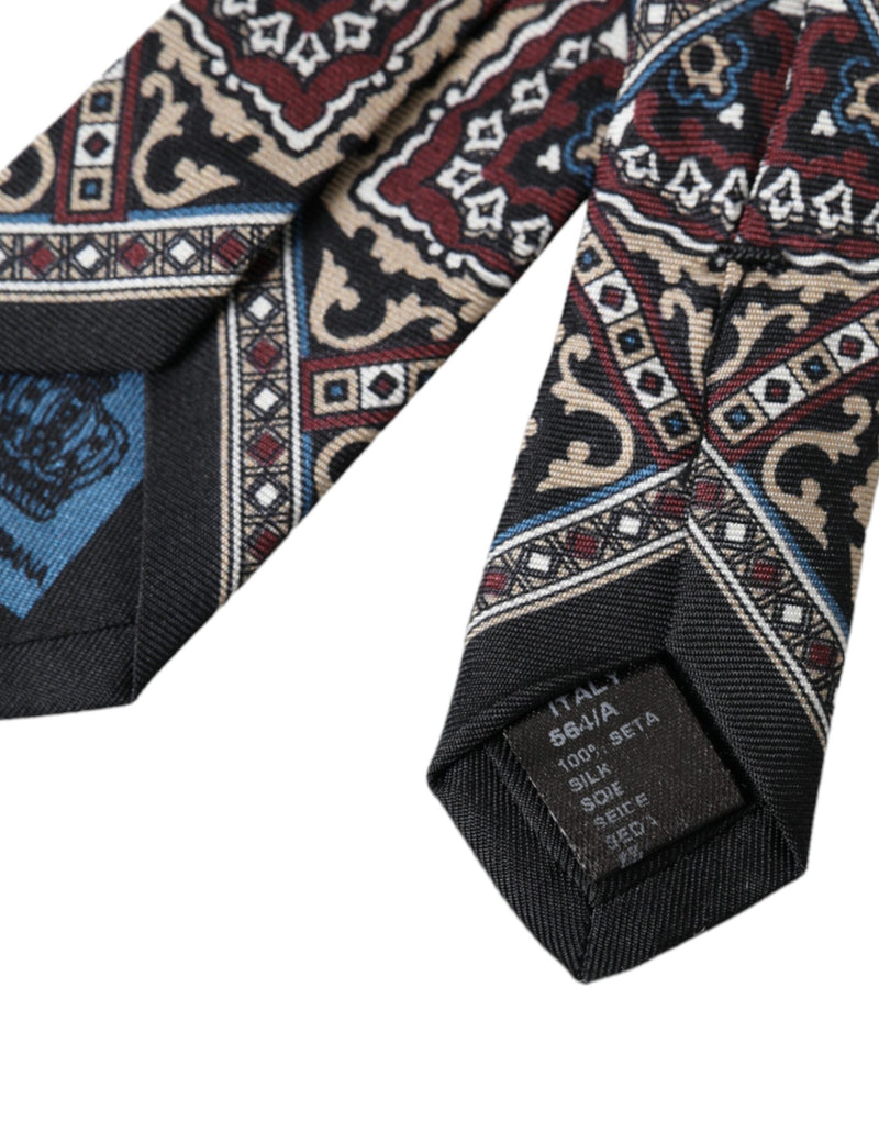 Cravate ajustable pour homme Dolce &amp; Gabbana en soie imprimée noire 100 %