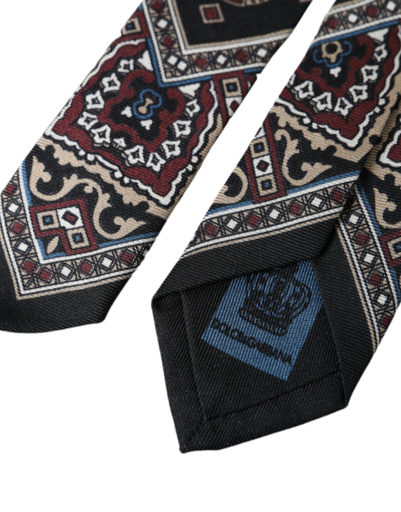 Cravate ajustable pour homme Dolce &amp; Gabbana en soie imprimée noire 100 %