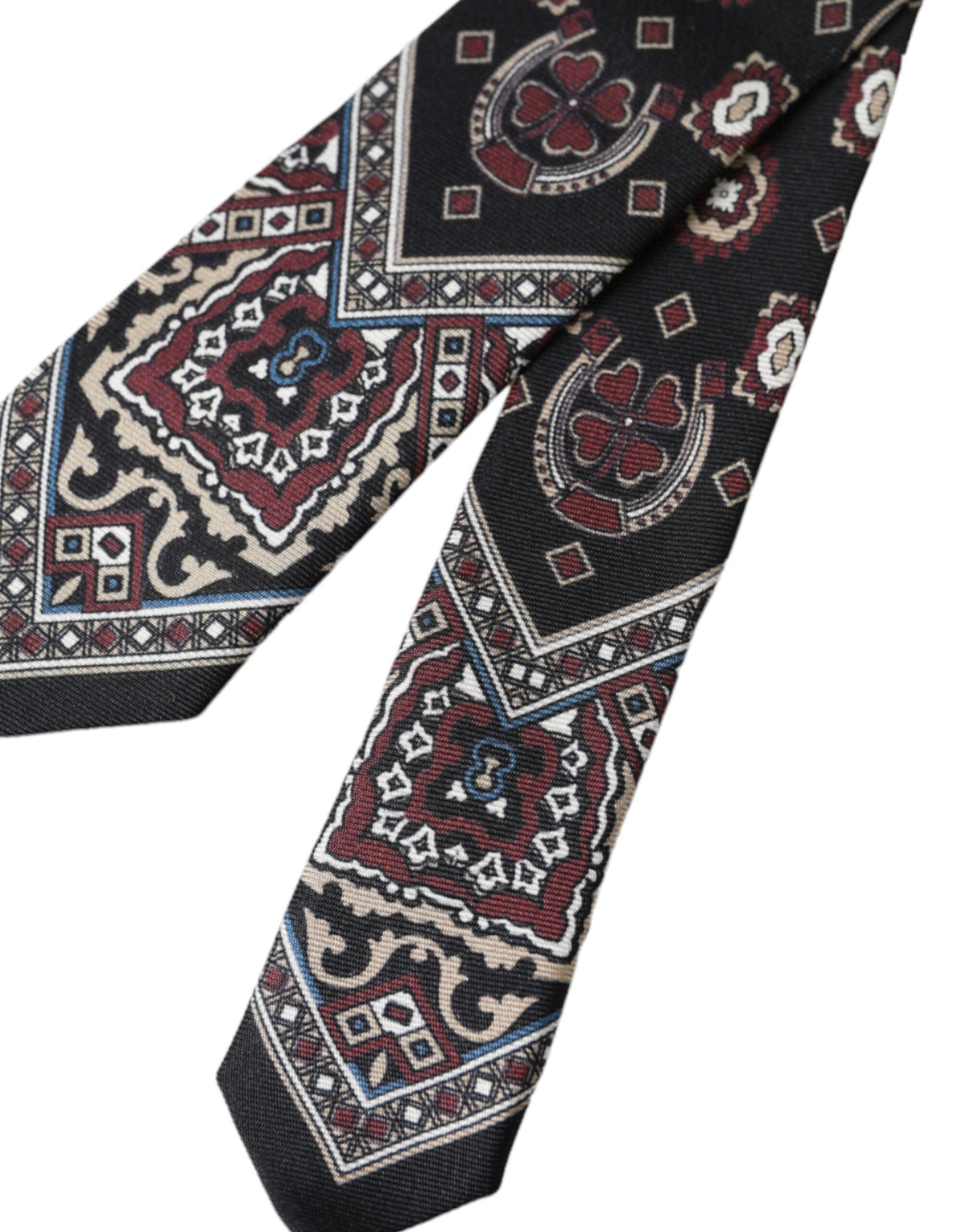 Cravate ajustable pour homme Dolce &amp; Gabbana en soie imprimée noire 100 %