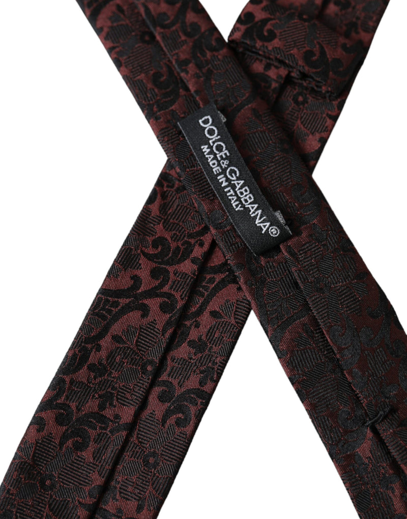 Cravate ajustable en soie marron à motif floral fantaisie Dolce &amp; Gabbana pour homme