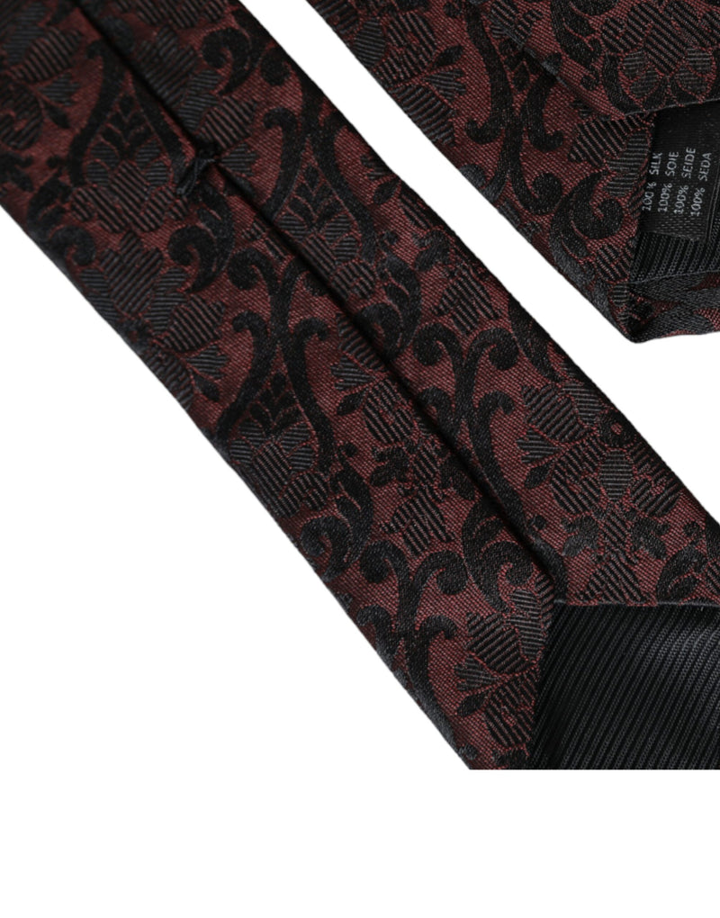 Cravate ajustable en soie marron à motif floral fantaisie Dolce &amp; Gabbana pour homme