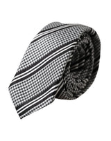 Cravate ajustable en soie à rayures noires et blanches Dolce &amp; Gabbana