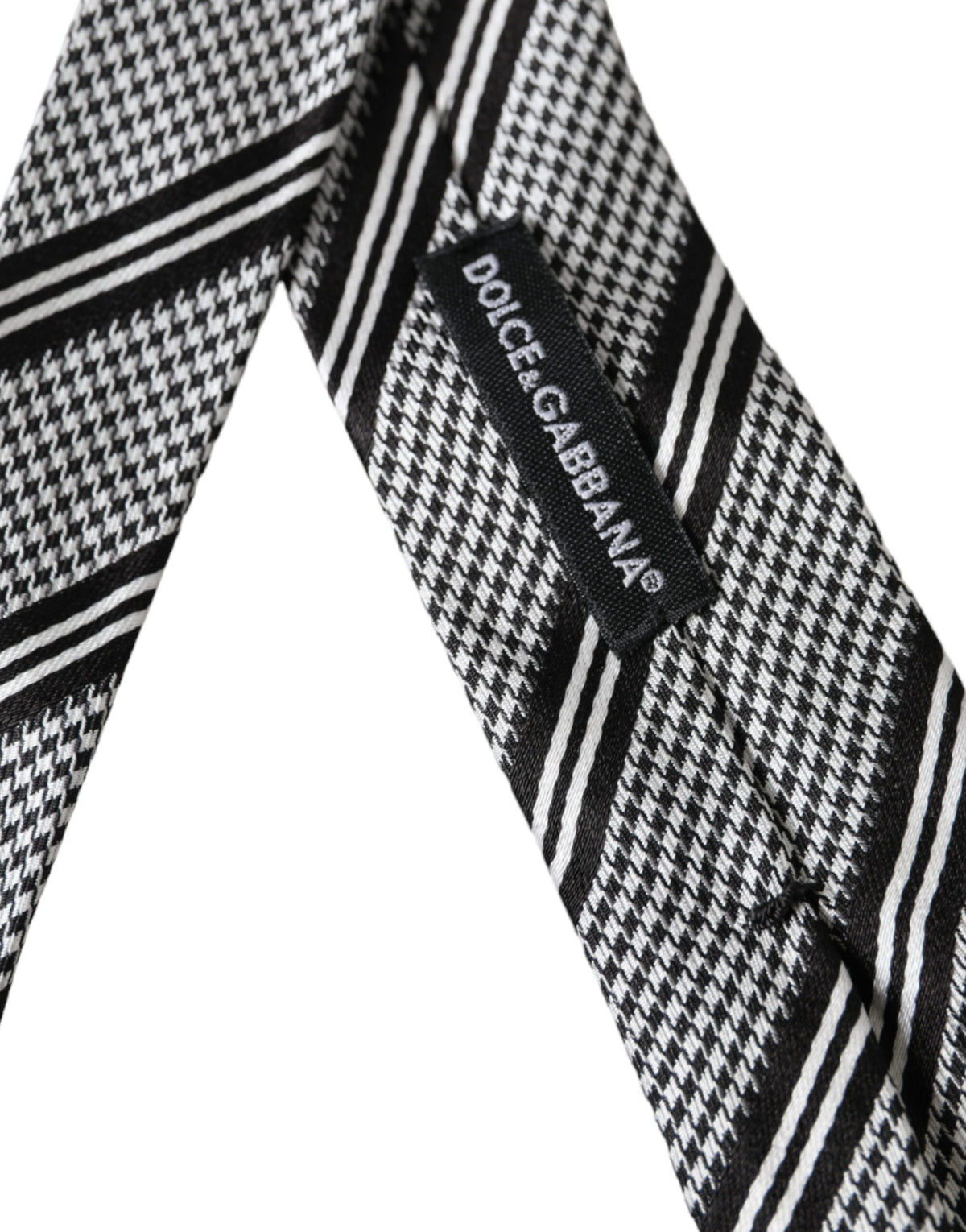 Cravate ajustable en soie à rayures noires et blanches Dolce &amp; Gabbana