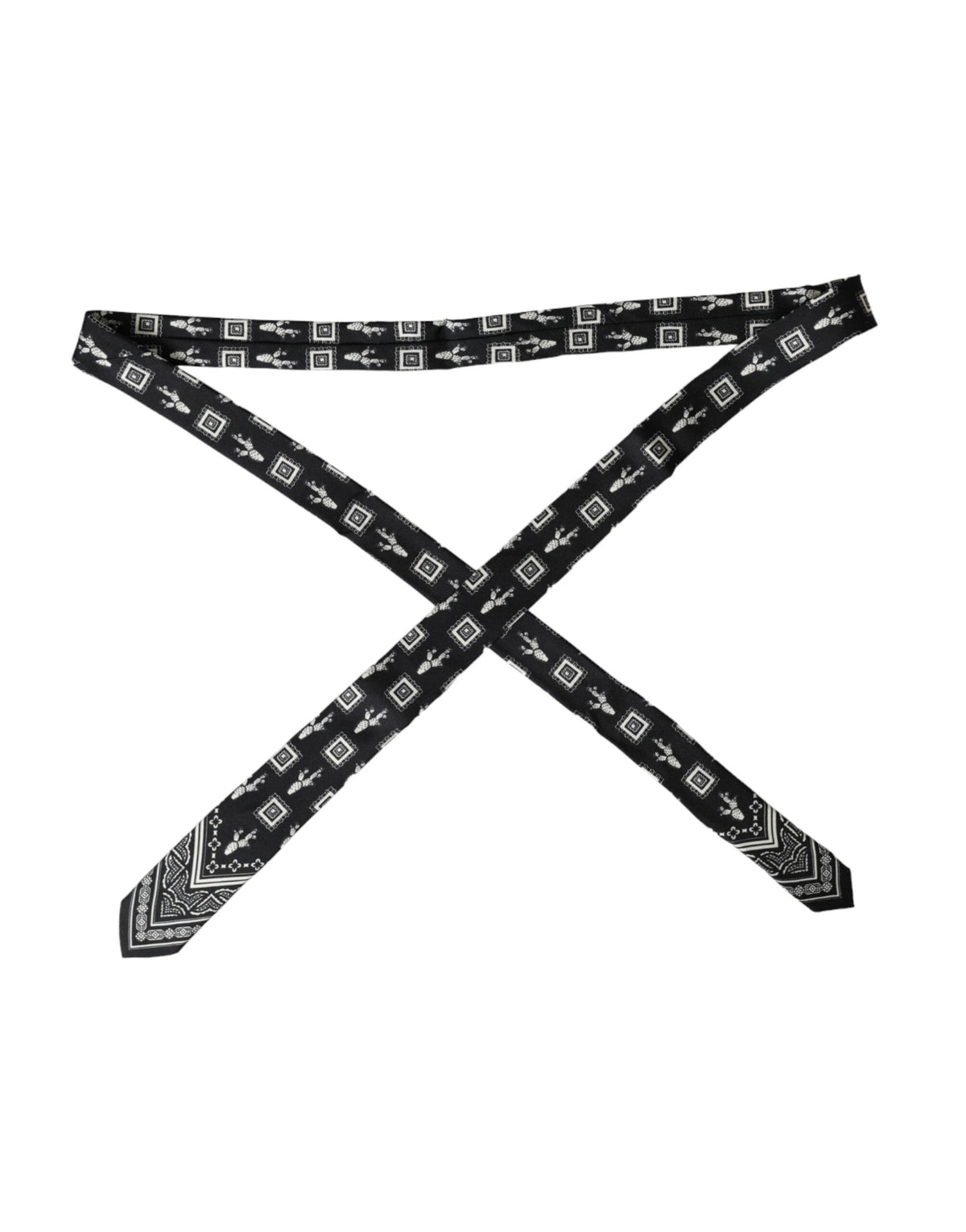 Cravate ajustable noire à motifs Dolce &amp; Gabbana 100 % soie