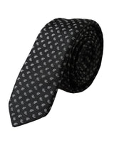 Cravate ajustable en soie à motifs jacquard noir Dolce &amp; Gabbana pour homme
