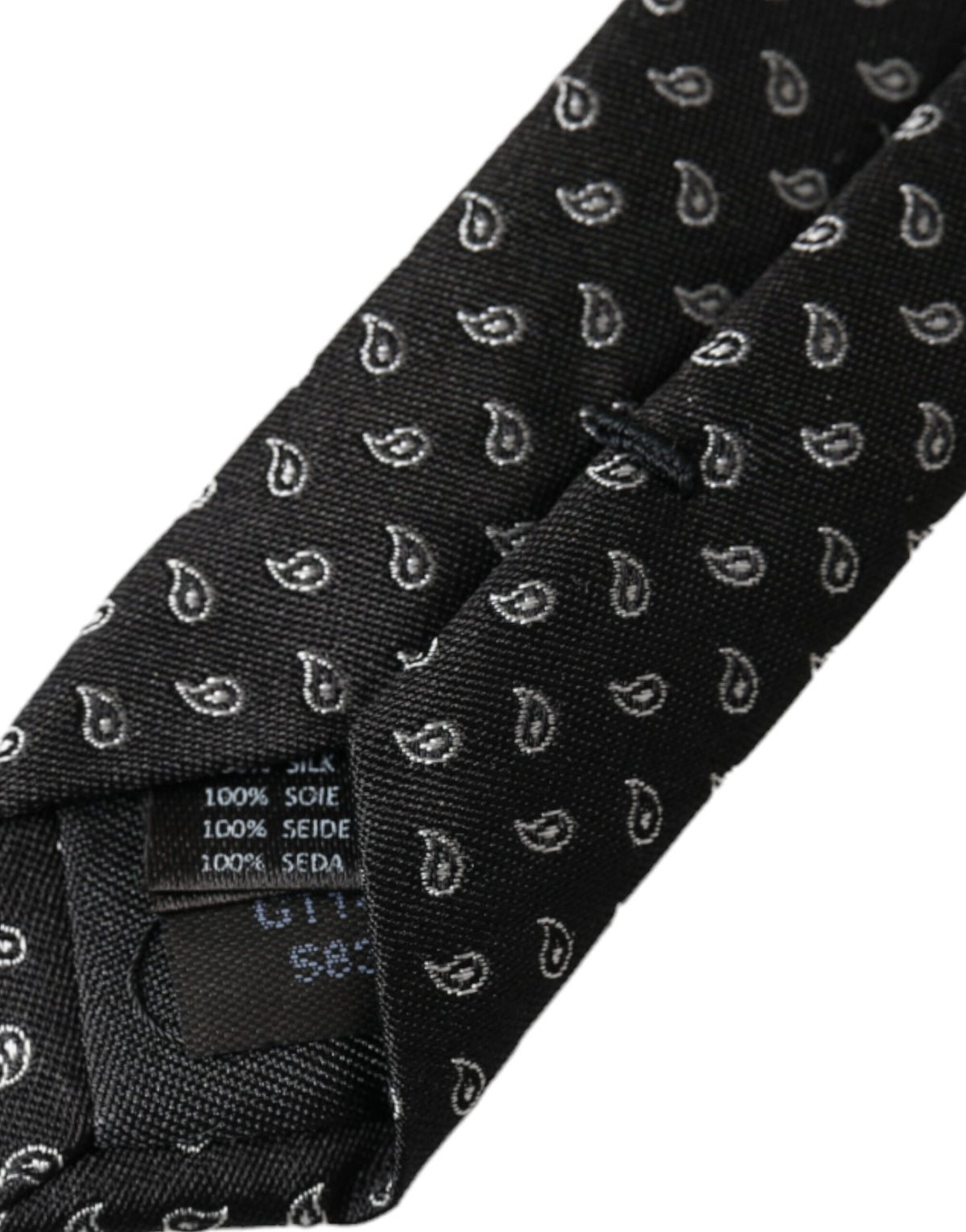 Cravate ajustable en soie à motifs jacquard noir Dolce &amp; Gabbana pour homme