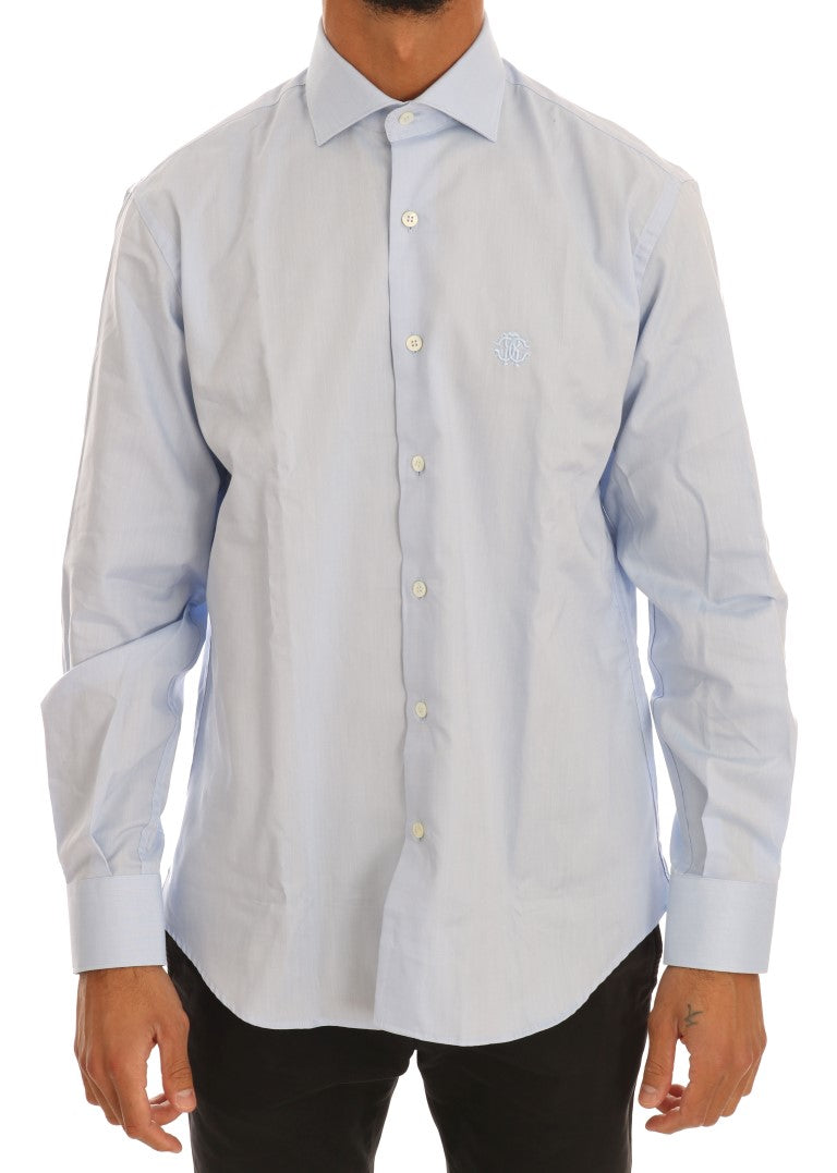 Cavalli lichtblauw katoenen slim fit overhemd