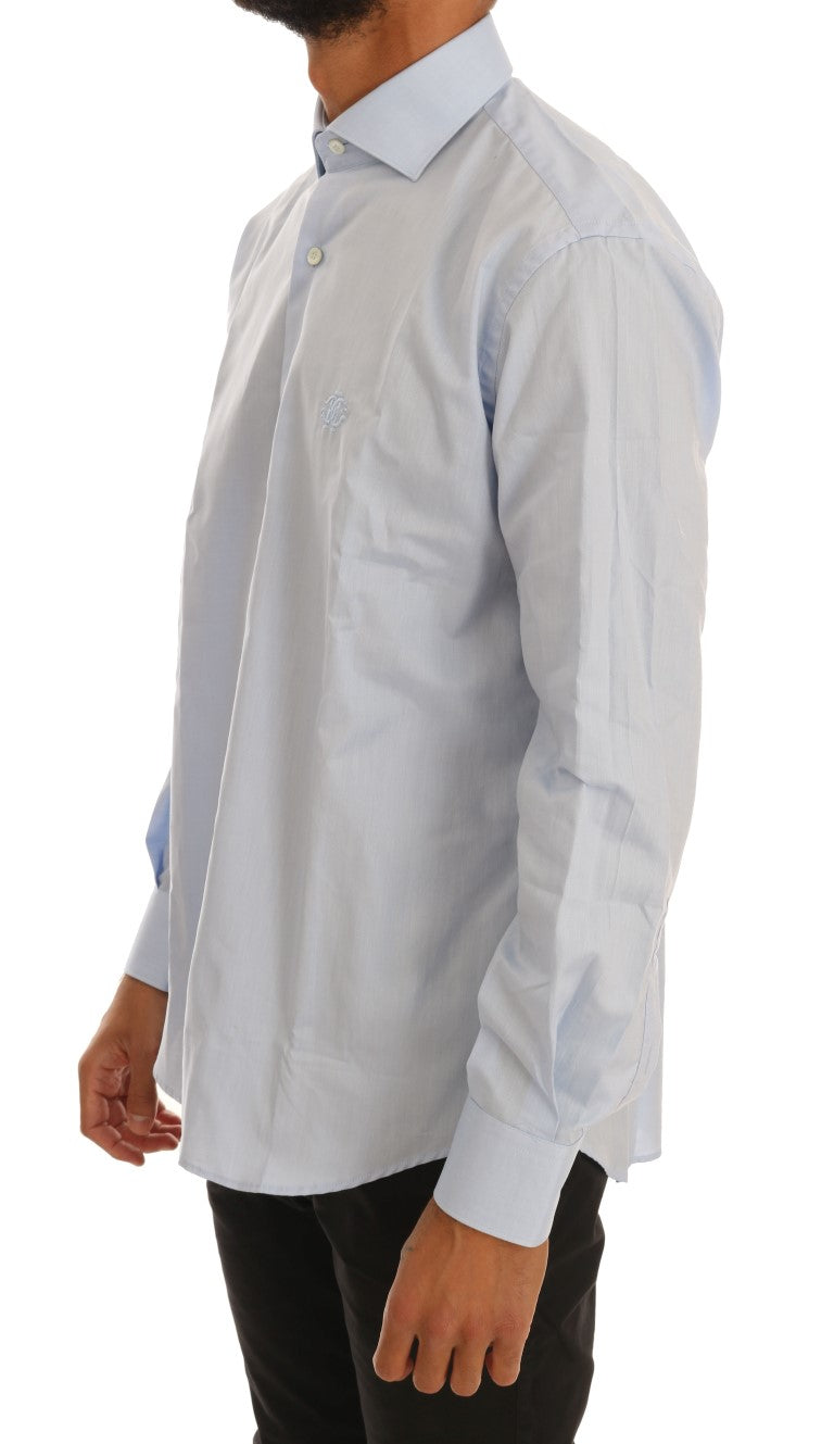 Cavalli lichtblauw katoenen slim fit overhemd