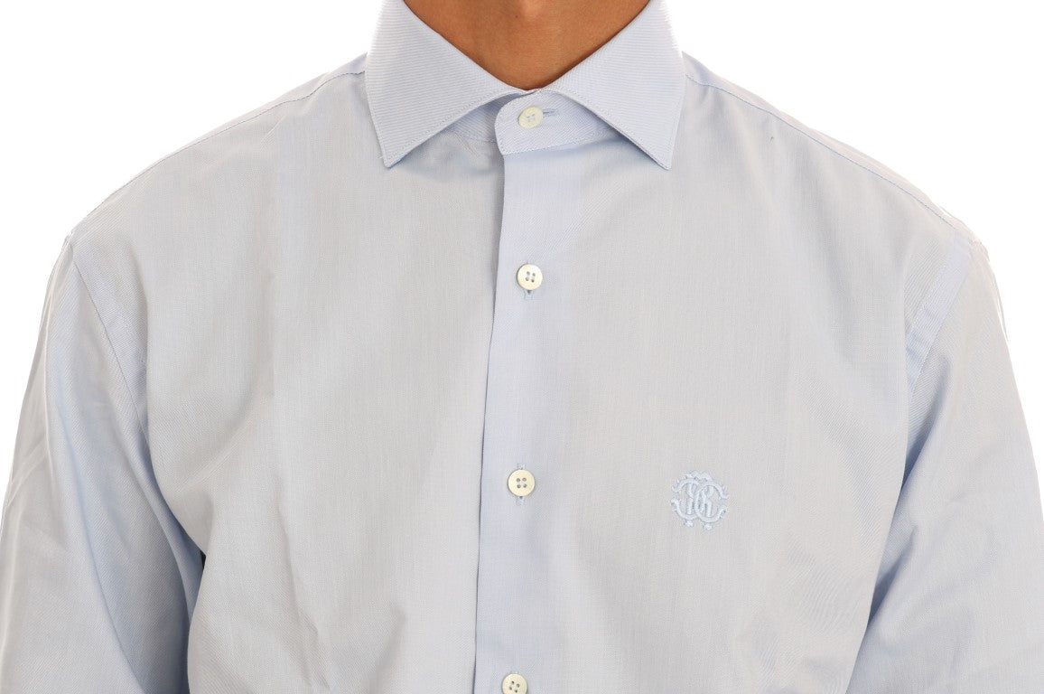 Chemise habillée Cavalli bleu clair en coton, coupe ajustée