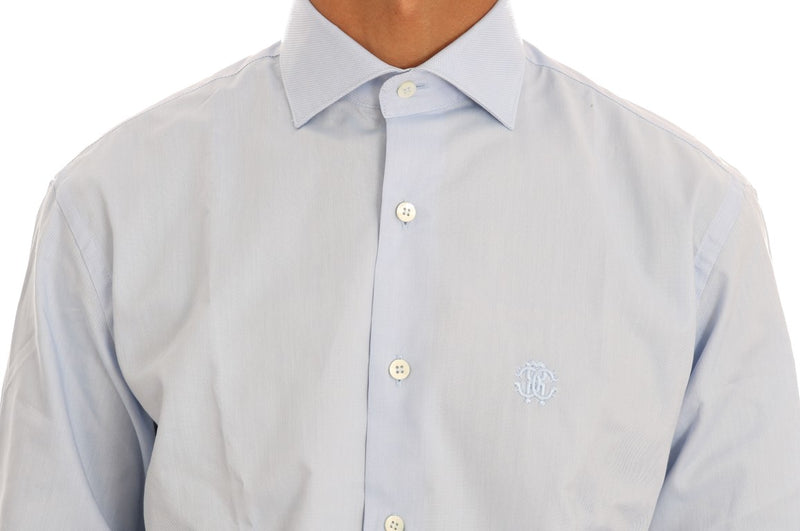 Cavalli lichtblauw katoenen slim fit overhemd