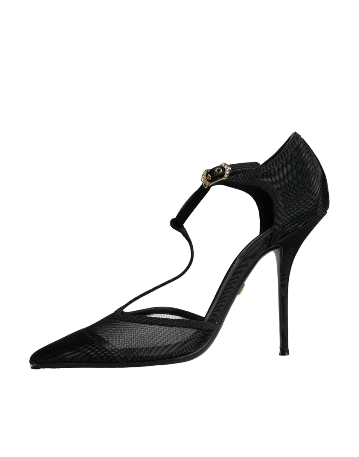 Dolce & Gabbana Black Mesh T-strap Stiletto High Heels