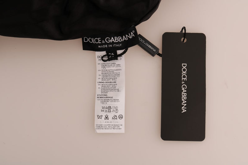 Pull Dolce &amp; Gabbana en fourrure noire, brocart floral et fermeture éclair
