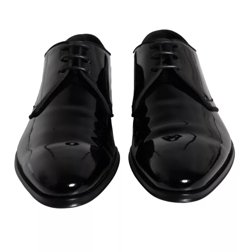 Dolce & Gabbana Black Calfskin Leather Derby Dress Shoes for Men