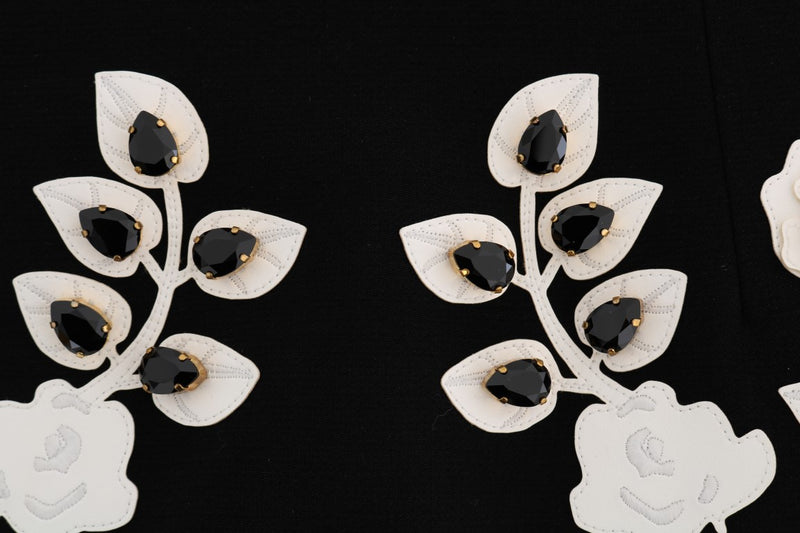 Jupe crayon Dolce &amp; Gabbana noire à cristaux et fleurs