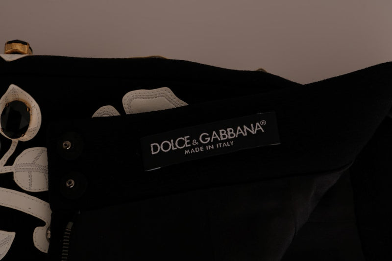 Jupe crayon Dolce &amp; Gabbana noire à cristaux et fleurs