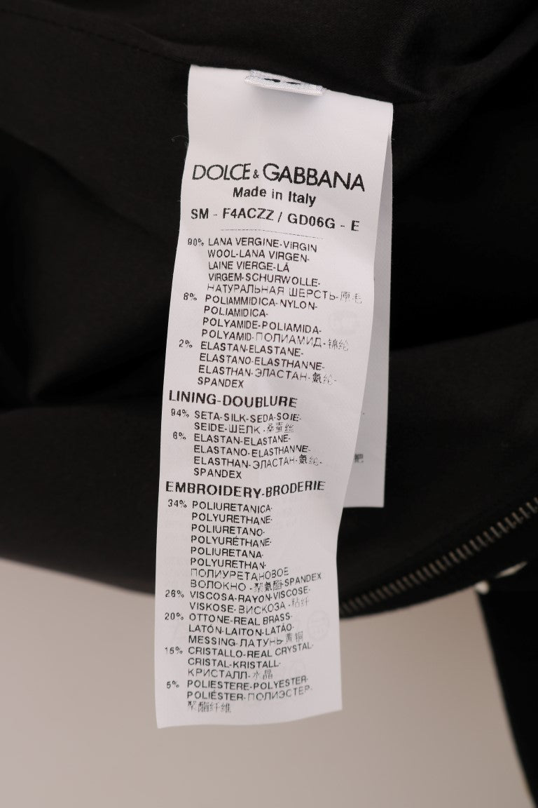 Jupe crayon Dolce &amp; Gabbana noire à cristaux et fleurs