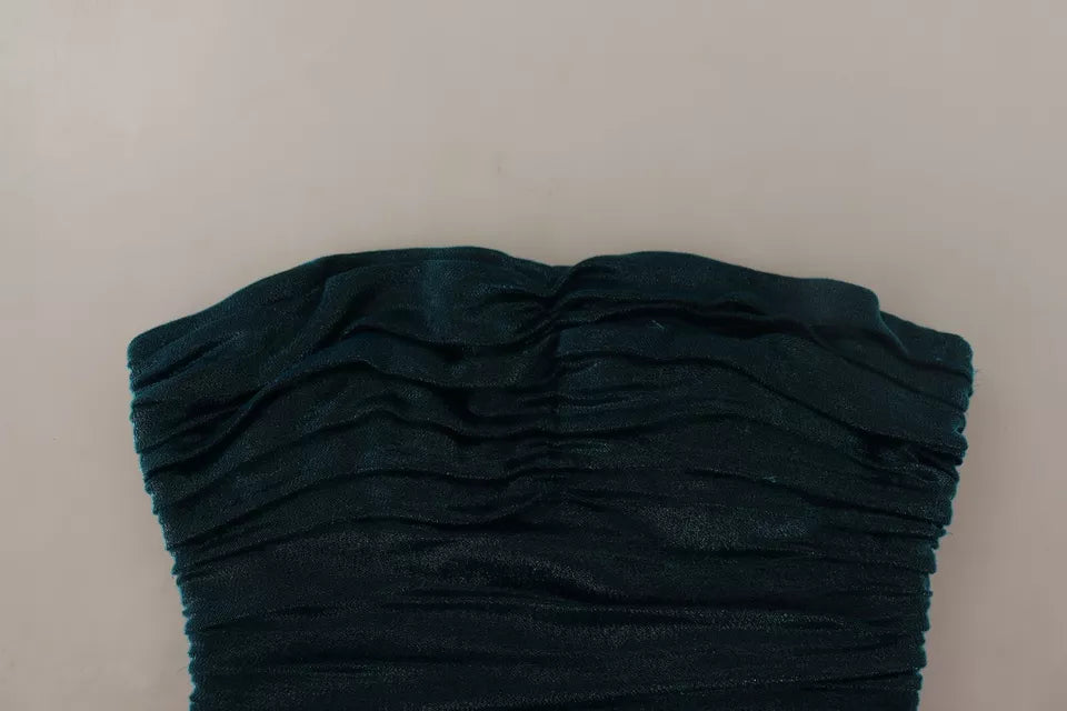 Robe Midi Drapée Bustier Turquoise Dolce & Gabbana