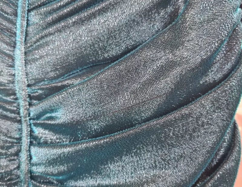Dolce & Gabbana Turquoise Bustier Bodice Draped Midi Dress